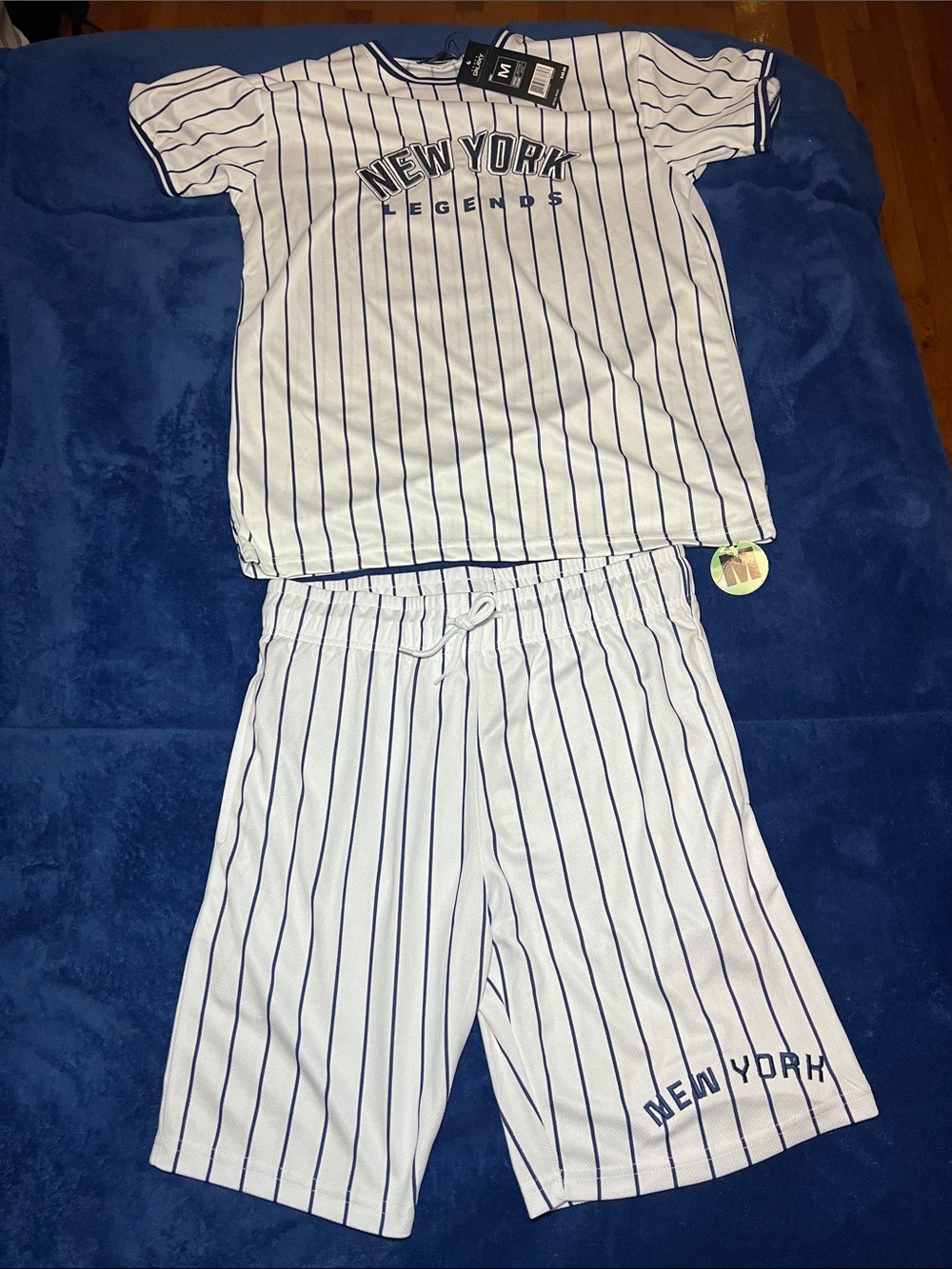 NWT Women’s White & Navy Pinstripe Pajama Set
